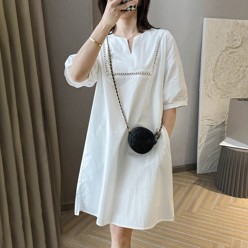 ZANZEA Elegant Style Women��s Dresses Bubble Short Sleeve O-Neck Causal Bohemian Midi Dress