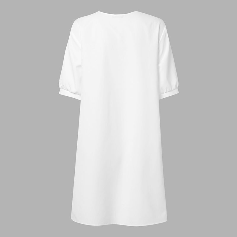 ZANZEA Elegant Style Women��s Dresses Bubble Short Sleeve O-Neck Causal Bohemian Midi Dress