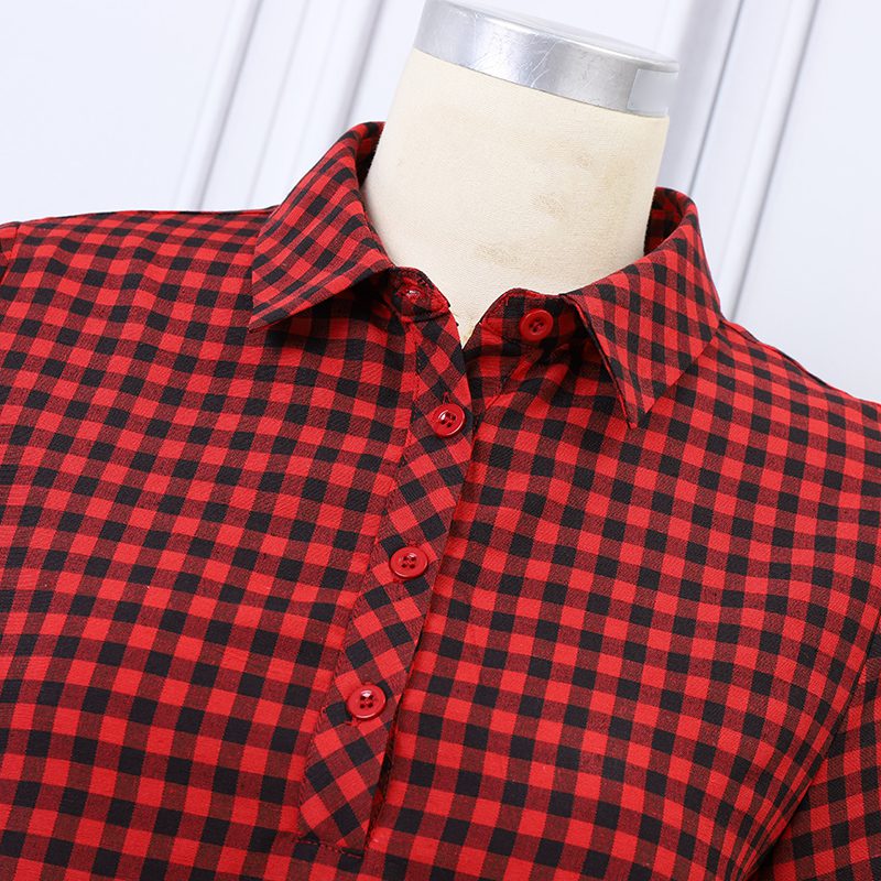 ZANZEA Elegant Style Women��s Dresses Daily Short Sleeve Lapel Plaid Loose Midi Shirt Dress