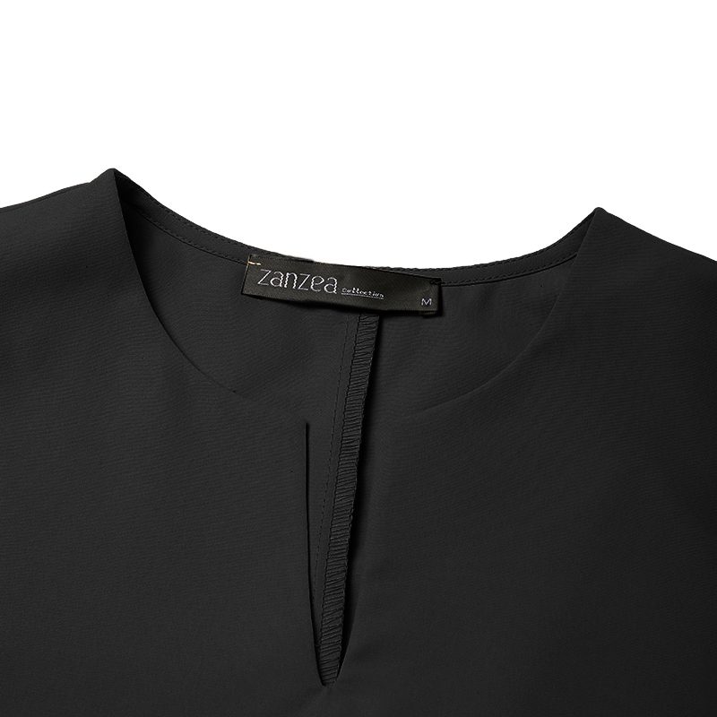 ZANZEA Elegant Style Women Summer Fashion V Neck Short Sleeve Sundress Casual Holiday Party Knee-length Dress