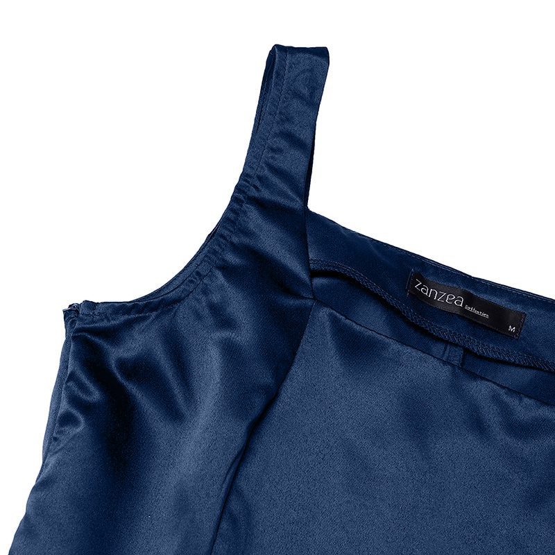 ZANZEA Womens Collect Waist A-Line Sundress Elegant Party Square Neck Tank Dress