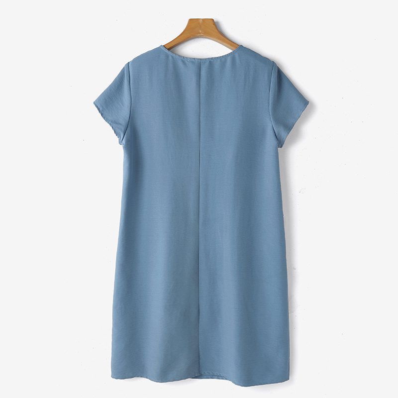 ZANZEA Womens Casual Loose Dress Holiday Short Sleeve Round Neck Plain Vestidos Sundress