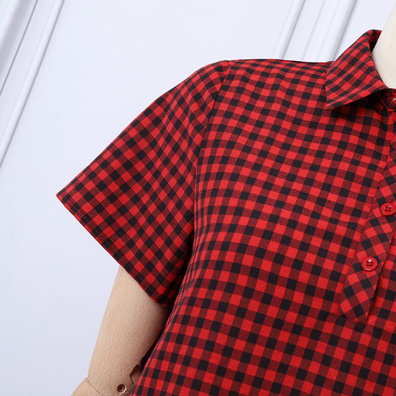 ZANZEA Elegant Style Women��s Dresses Daily Short Sleeve Lapel Plaid Loose Midi Shirt Dress